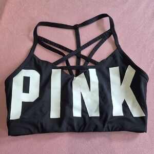 PINK Victoria's Secret Black Strappy Sports Bra
